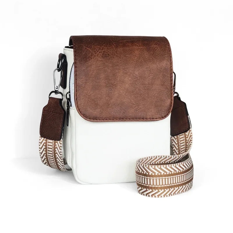 Women's New Retro Style PU Leather Crossbody Bag Adjustable One Shoulder Multi-Zipper Messenger Shoulder Bag