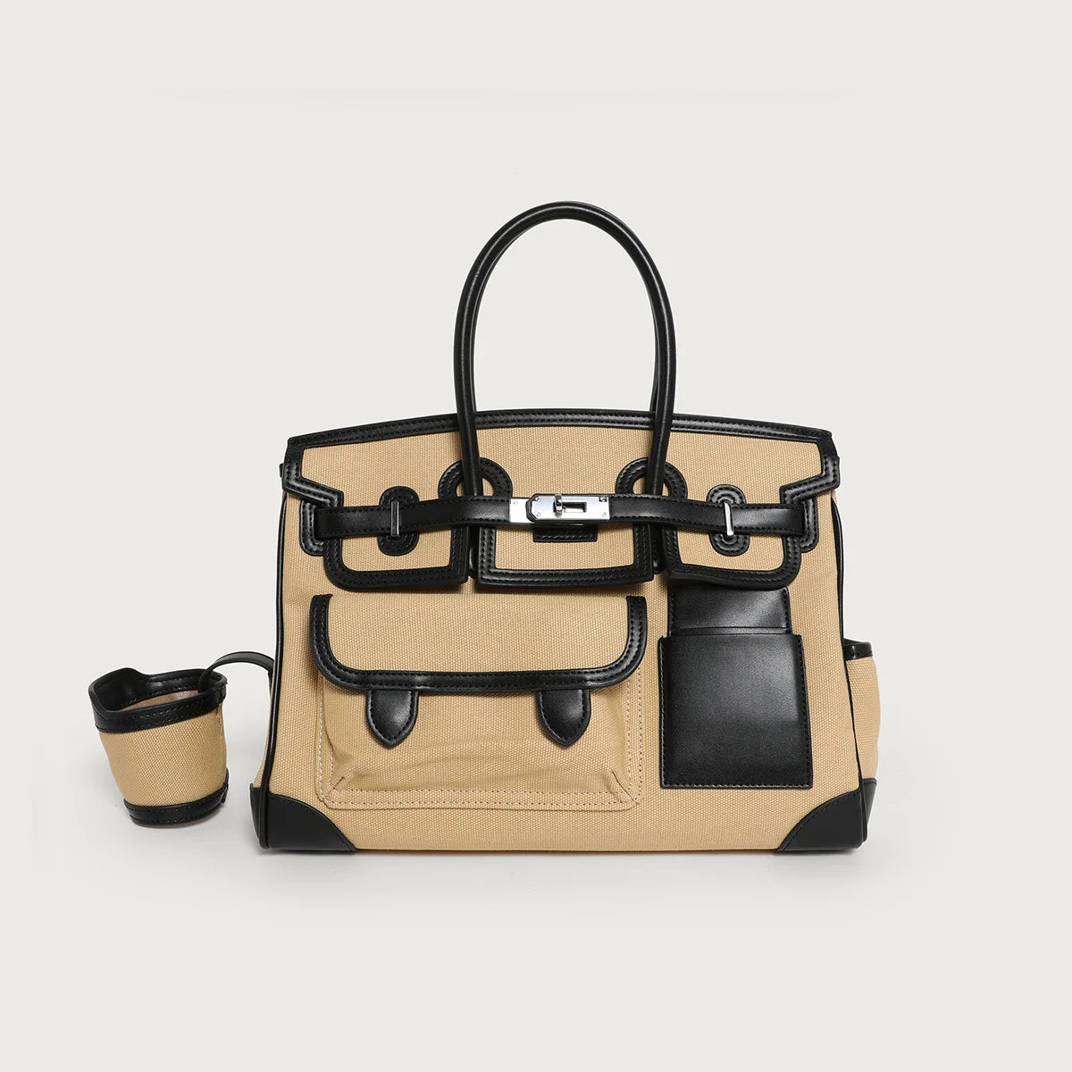 2025 Season New Color-Block Canvas Tote Extra Large Women's Shoulder Bag for Fashionable Casual Travel Single Shoulder Crossbody