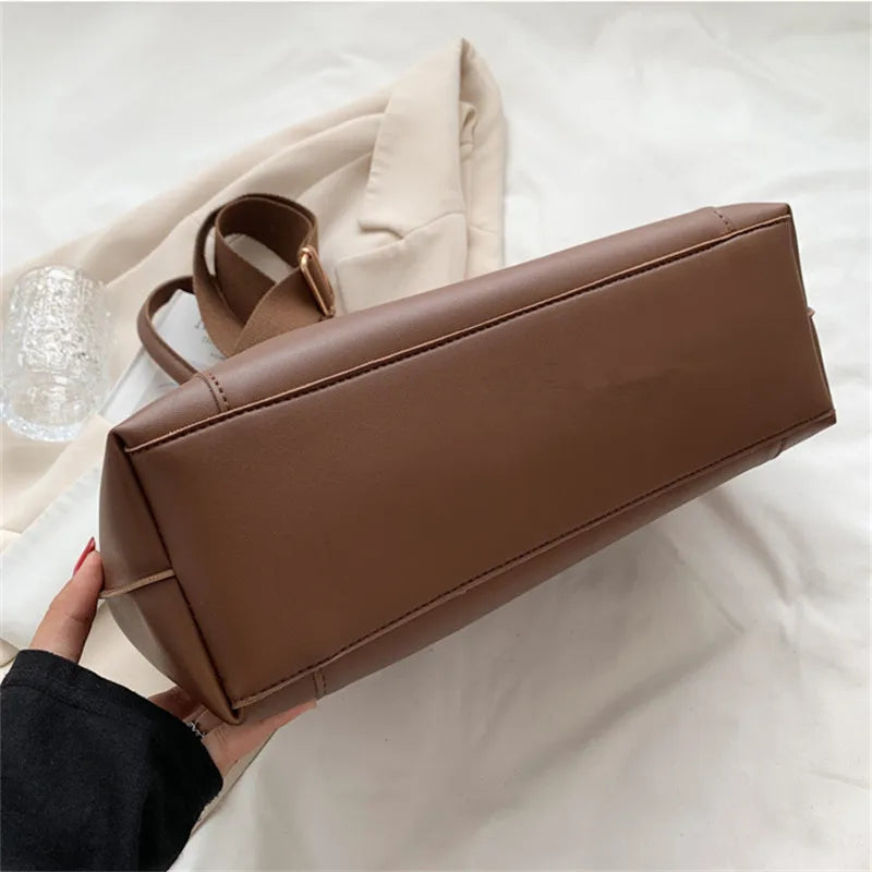 2025 Fashion Women's Wild Soft Pu Leather Large Capacity Casual Tote Handbags Commute Luxury Designer Shoulder Messenger Bag