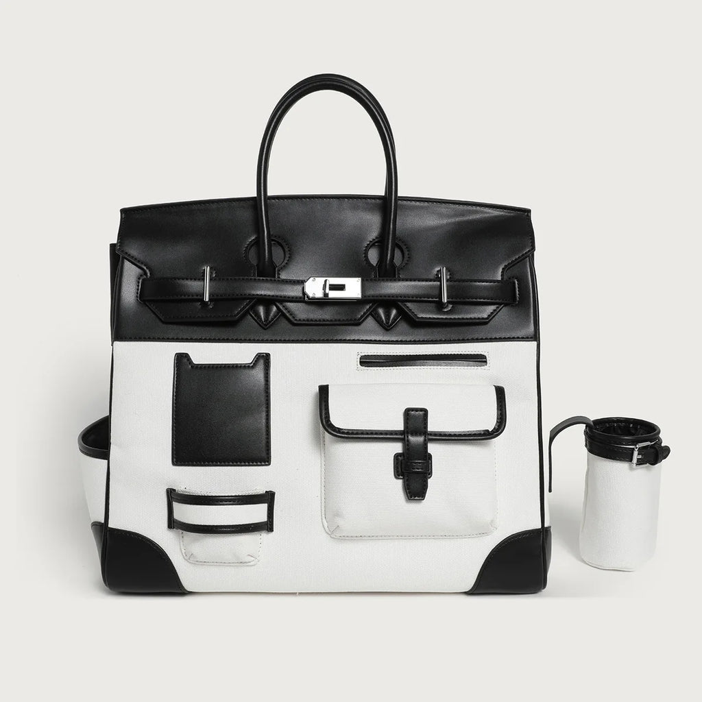 2025 Season New Color-Block Canvas Tote Extra Large Women's Shoulder Bag for Fashionable Casual Travel Single Shoulder Crossbody