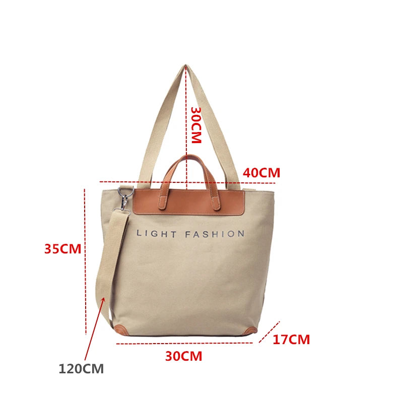 Unisex Customized Logo Printed Shopping Tote Bag Blank Zipper Leather Cotton Canvas Pocket Embroidery Decoration Open Closure