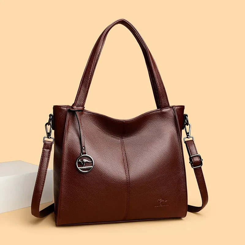 Premium Soft PU Leather Women's Handbag Large Capacity Brand Messenger Tote Bag Open Crossbody Shoulder Design for Shopping