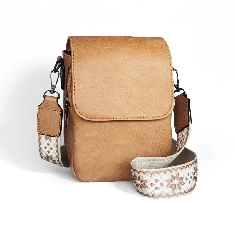 Women's New Retro Style PU Leather Crossbody Bag Adjustable One Shoulder Multi-Zipper Messenger Shoulder Bag