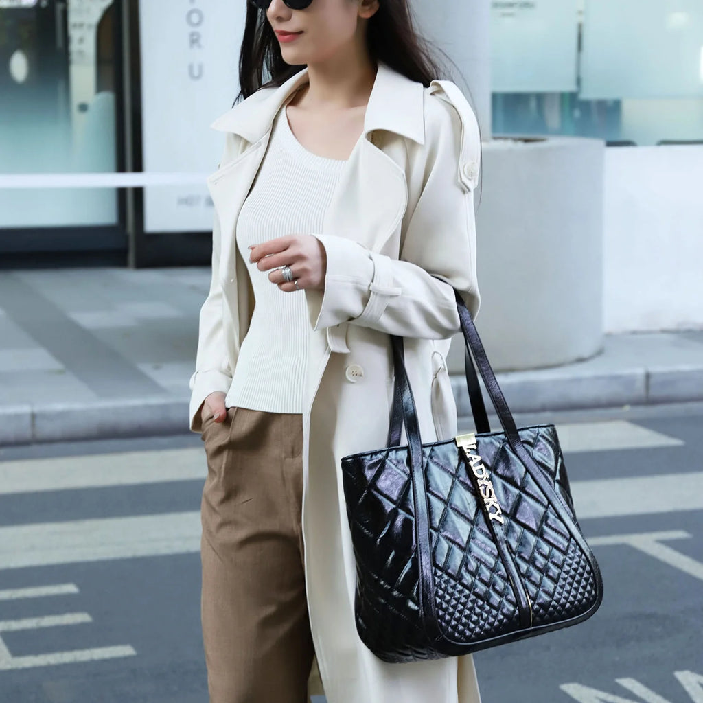 Super Product 2024 Ladysky Super Fiber Leather Ladies Bag Fashion Ladies Shoulder Bag Quality Women's Tote Bag Factory 35 cm