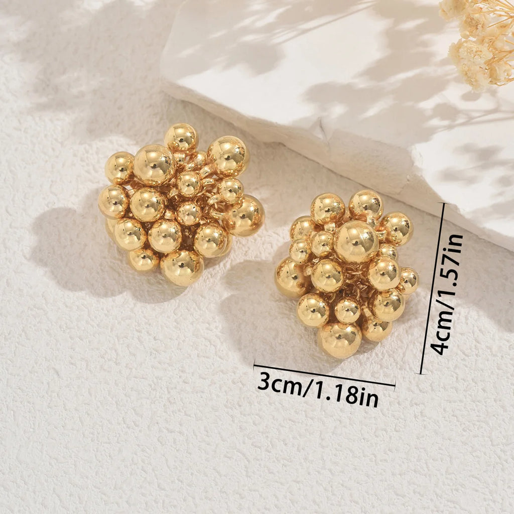 Designer CCB Beads Earrings Ring Set Trendy Geometric Diamond Stud Jewelry for Women Fashionable Fine Accessories Gift