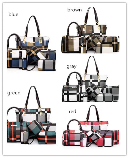 High Quality Women Pu Leather Handbags 2023 Hot Sale Set 6pcs Lady Hand Bag
