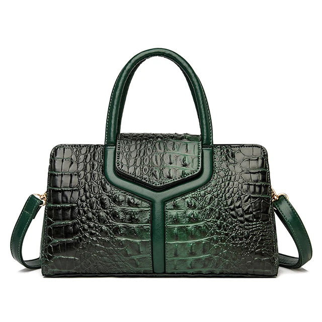 New Style Women's Handbag High Quality PU Leather Crocodile Pattern Large Bag Ladies One Shoulder Messenger Bag