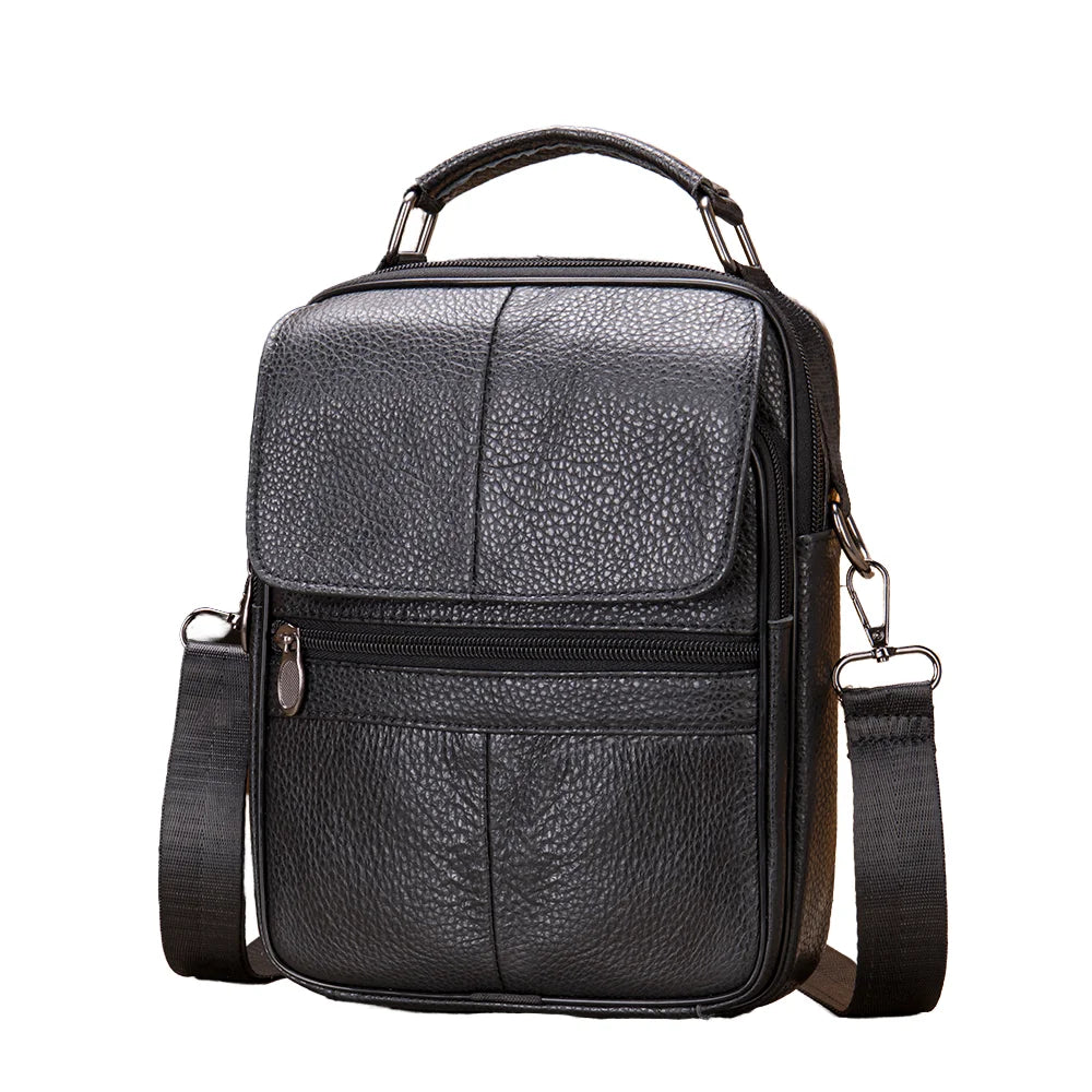High-End Men's Genuine Cowhide Leather Handbag Fashionable Crossbody Business Travel Bag Letter Top Layer Shoulder Bag