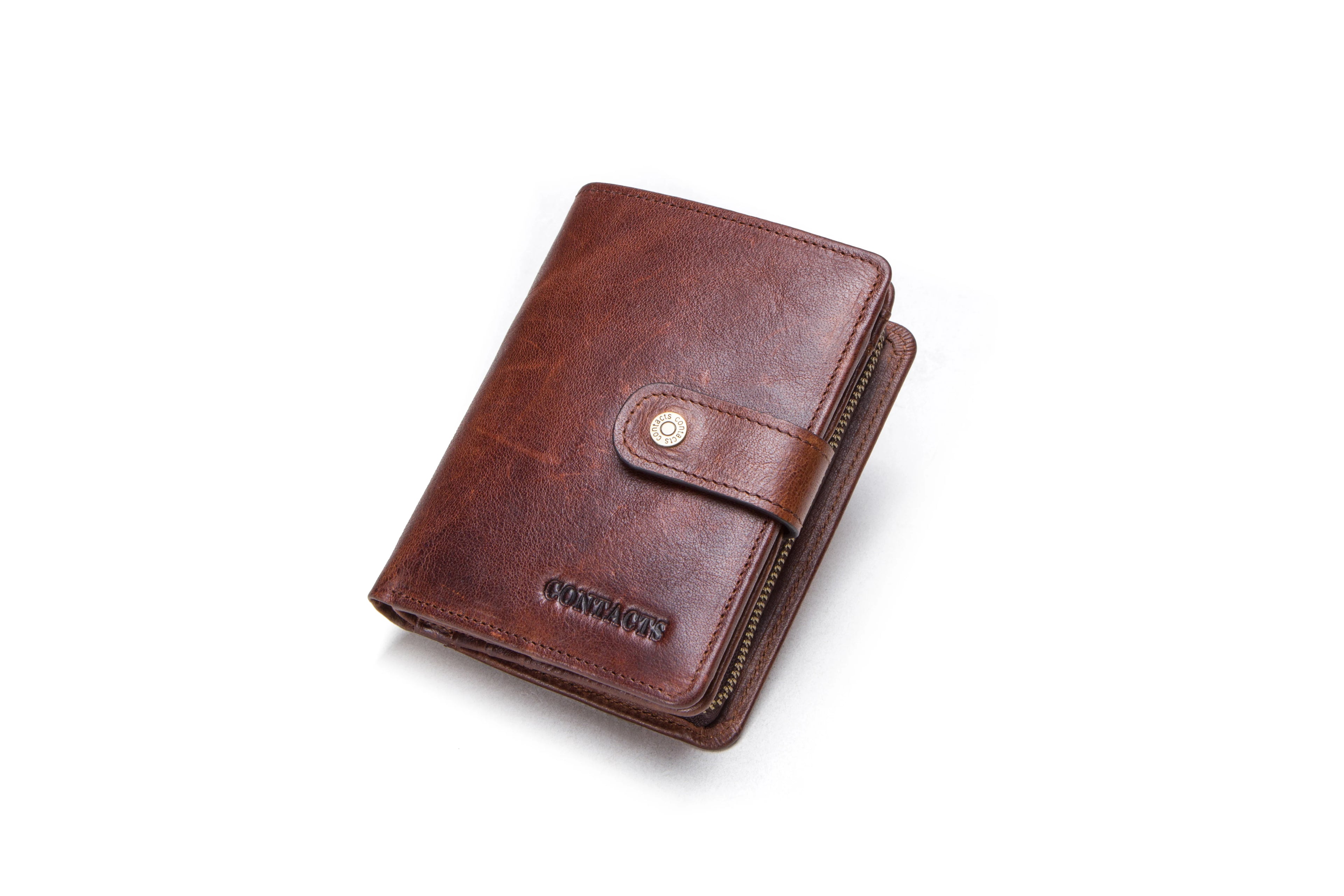 Contact's Genuine Leather RFID Wallets Wholesale for Women Men Luxury Ladies Card Holder Wallets and Coin Purse Unisex