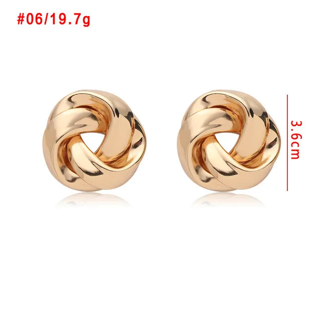 Fashion Classic Gold Twisted Love Knot Stud Earrings for Women Simple Geometric Small Earrings Wedding Bridal Jewelry N206048