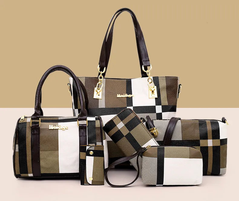 High Quality Women Pu Leather Handbags 2023 Hot Sale Set 6pcs Lady Hand Bag