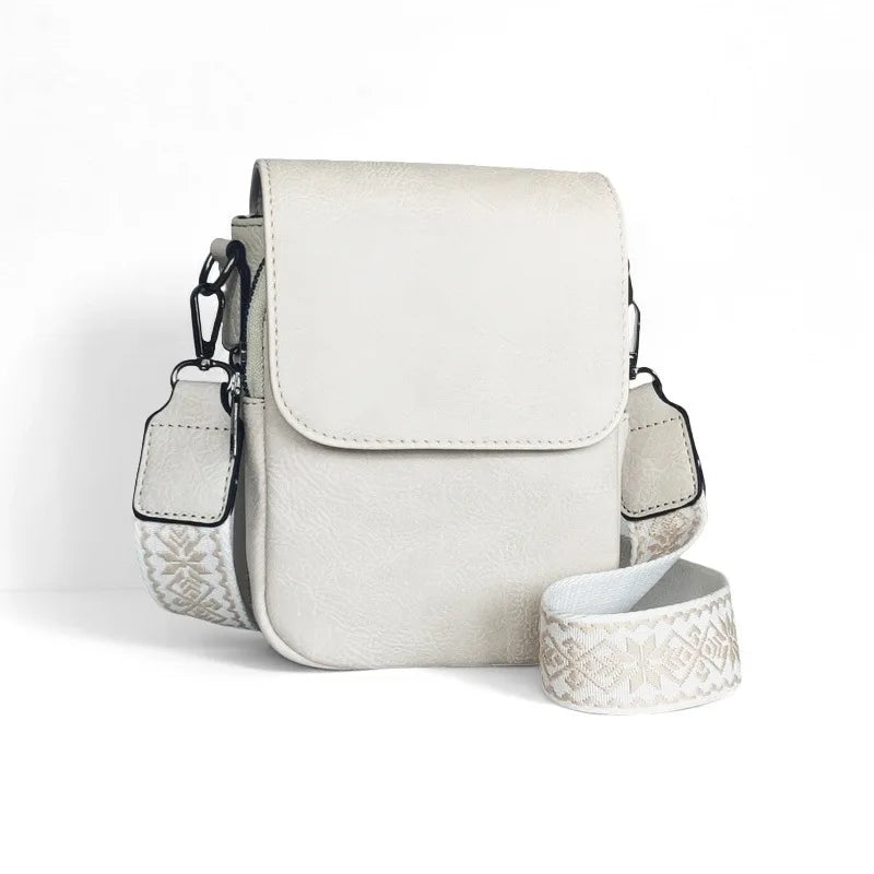 Women's New Retro Style PU Leather Crossbody Bag Adjustable One Shoulder Multi-Zipper Messenger Shoulder Bag