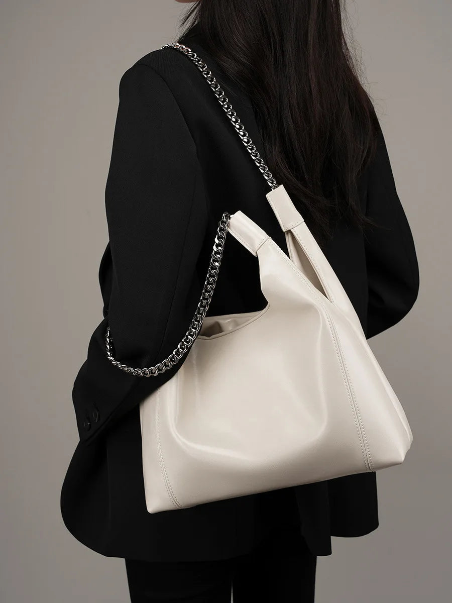 Wholesale Luxury High-capacity Chain Women's Bag Genuine Leather Minimalist Tote Bag Ladies Handbag