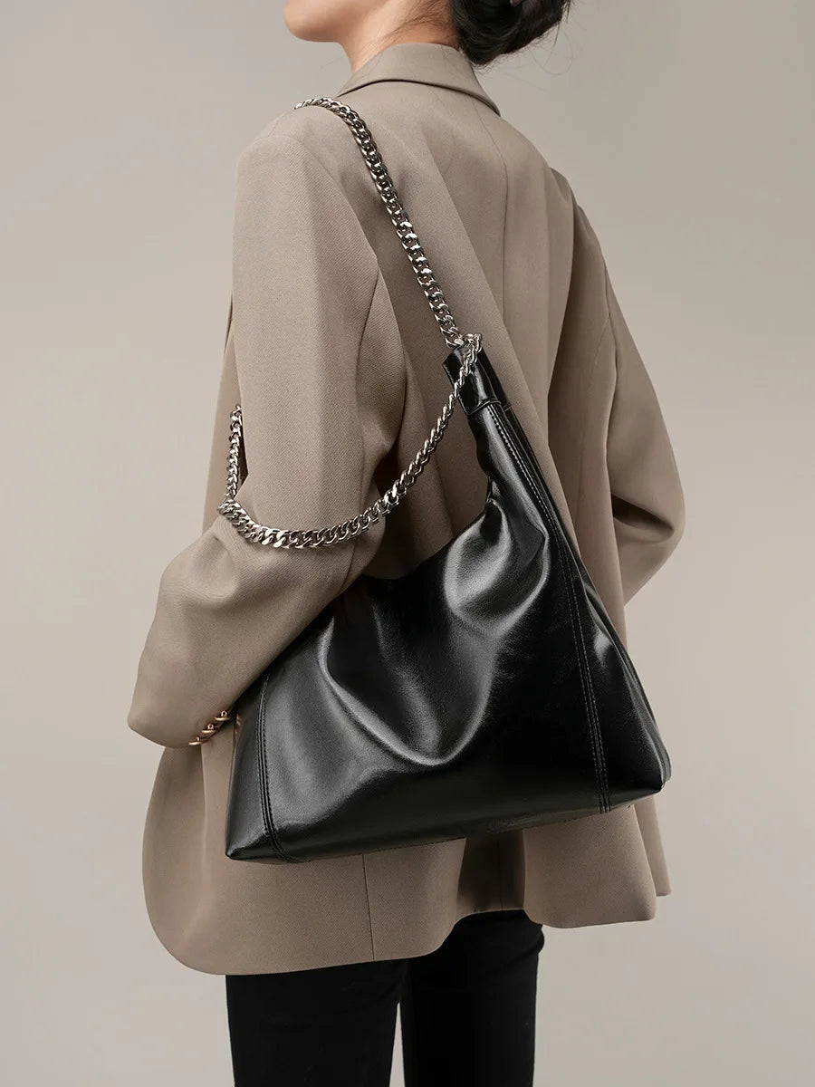 Wholesale Luxury High-capacity Chain Women's Bag Genuine Leather Minimalist Tote Bag Ladies Handbag