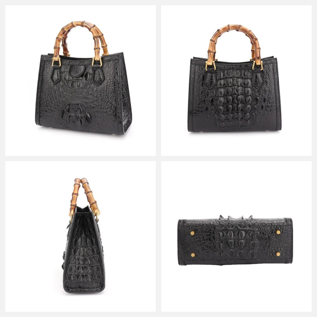 Sac a Main Dame Luxury Real Genuine Women Crocodile Skin Leather Bamboo Handle Crossbody Shoulder Handbags for Women Luxury Bags