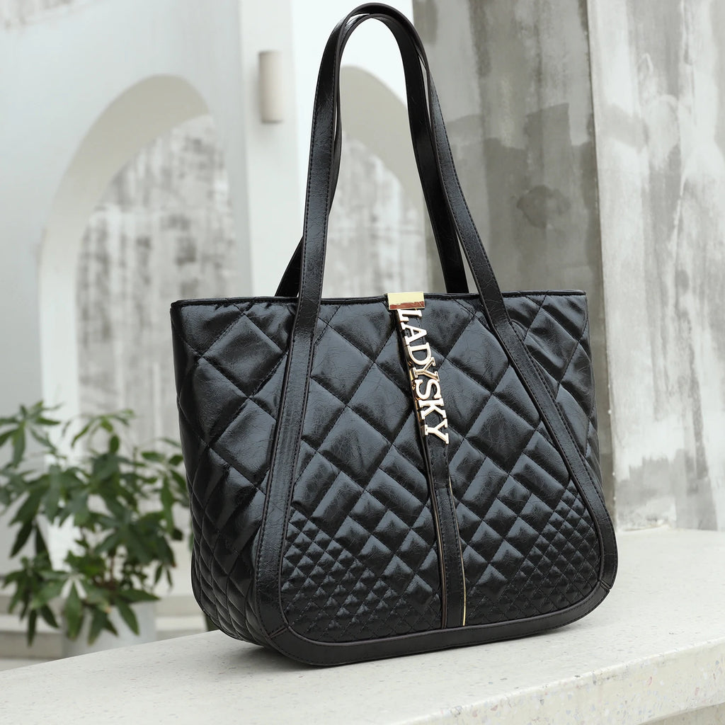 Super Product 2024 Ladysky Super Fiber Leather Ladies Bag Fashion Ladies Shoulder Bag Quality Women's Tote Bag Factory 35 cm