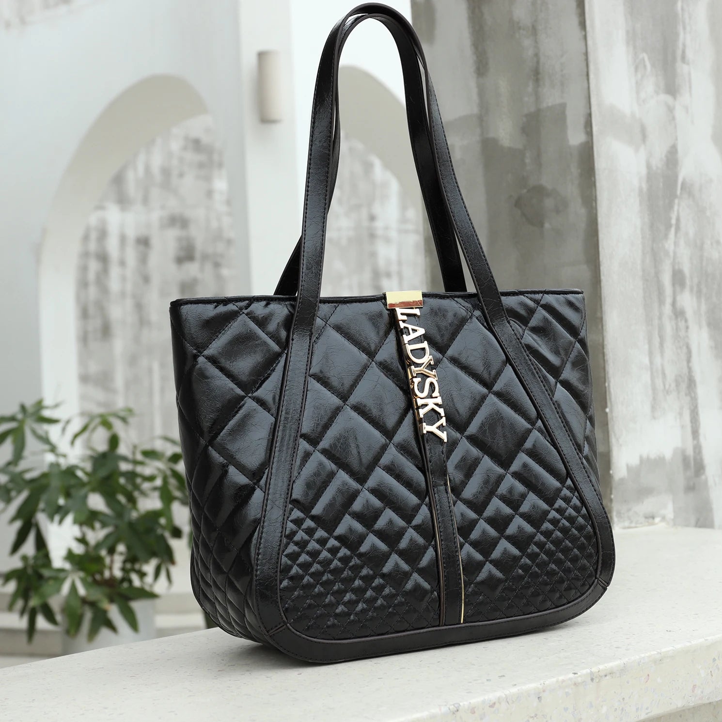 Super Product 2024 Ladysky Super Fiber Leather Ladies Bag Fashion Ladies Shoulder Bag Quality Women's Tote Bag Factory 35 cm