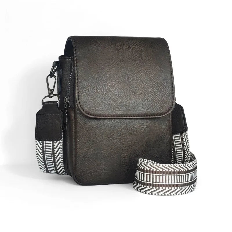 Women's New Retro Style PU Leather Crossbody Bag Adjustable One Shoulder Multi-Zipper Messenger Shoulder Bag