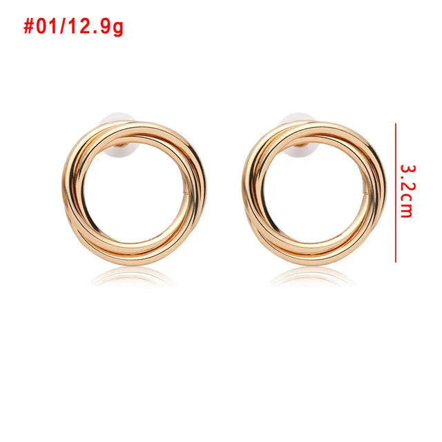 Fashion Classic Gold Twisted Love Knot Stud Earrings for Women Simple Geometric Small Earrings Wedding Bridal Jewelry N206048