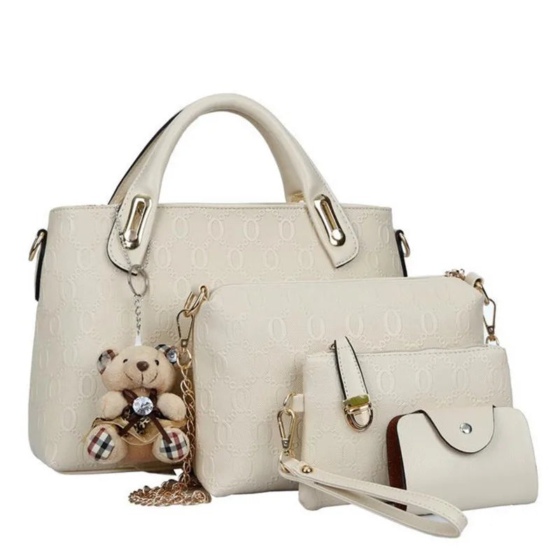 Multifunction 4pcs/Set Women Bag PU Leather Luxury Designer Bags Handbag Messenger Bag Shoulder Bag Wallet Bags Storage Bag