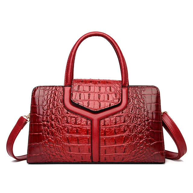 New Style Women's Handbag High Quality PU Leather Crocodile Pattern Large Bag Ladies One Shoulder Messenger Bag