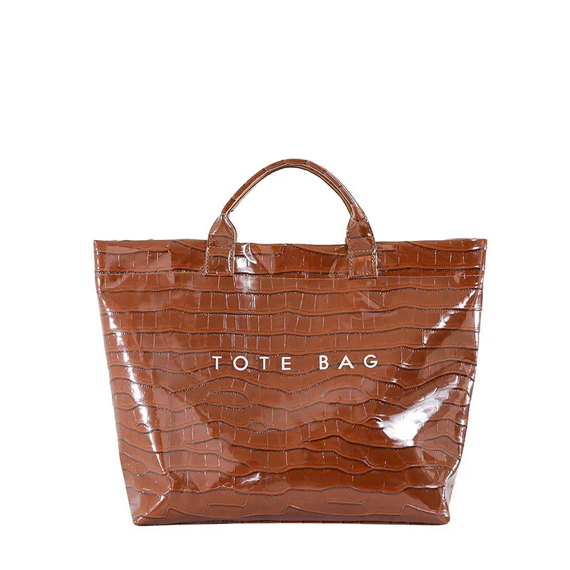 Crocodile Texture Tote Bag Pvc Kraft Paper Large Capacity Luxury Hobo Handbag Women Casual Shopping Letters Top Handle Hand Bags