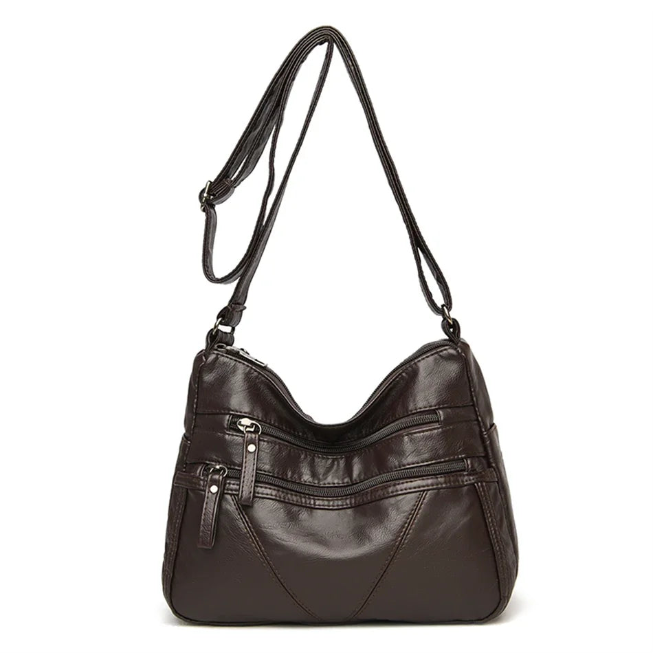 PU Leather Bolsa Luxury Ladies Shoulder Crossbody Bag Female Fold Over Small Bag Female Vintage Multi-Pocket Women Messenger Bag