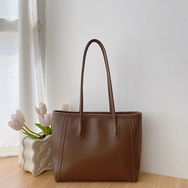 Korean Sle Faionable Commuter Women's Handbag 2025 New Trendy Versatile oulder Bag High Quali Soft PU Leather Tote Bag