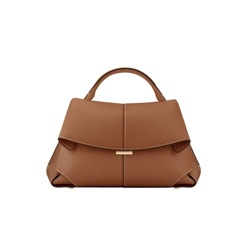cowhide casual series European and American fashionable leather pleated women's bag niche fashion handbag shoulder crossbody bag