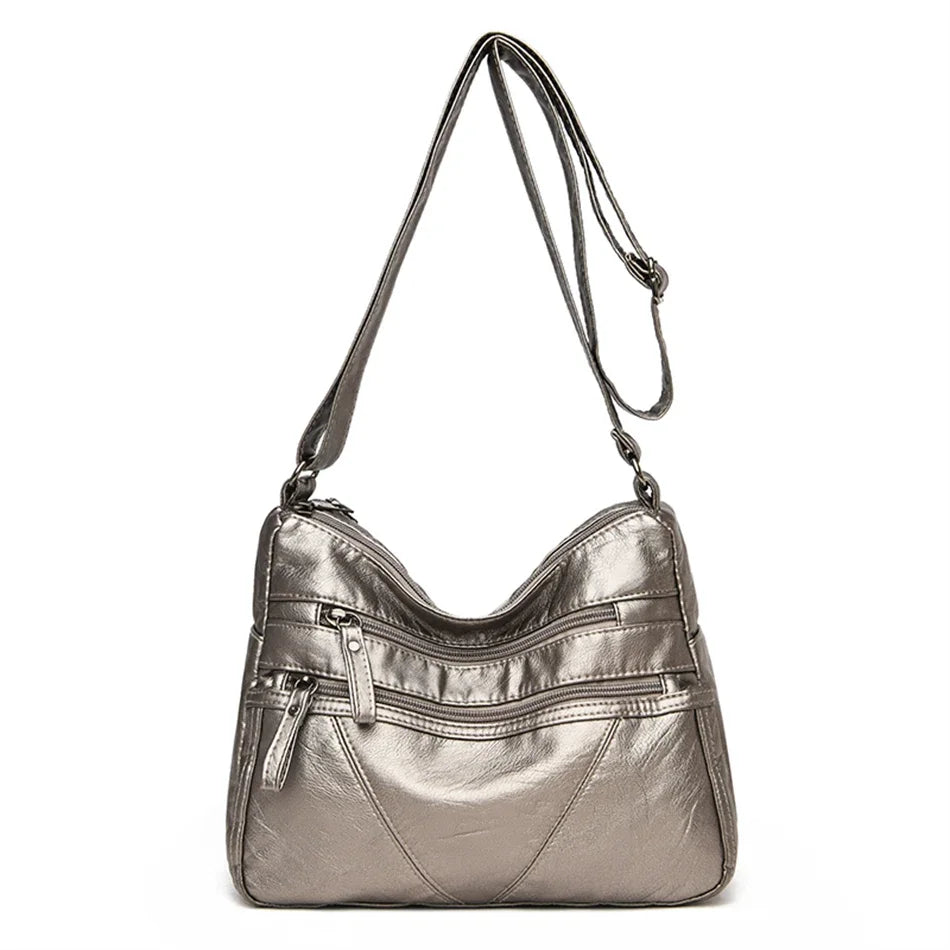 PU Leather Bolsa Luxury Ladies Shoulder Crossbody Bag Female Fold Over Small Bag Female Vintage Multi-Pocket Women Messenger Bag