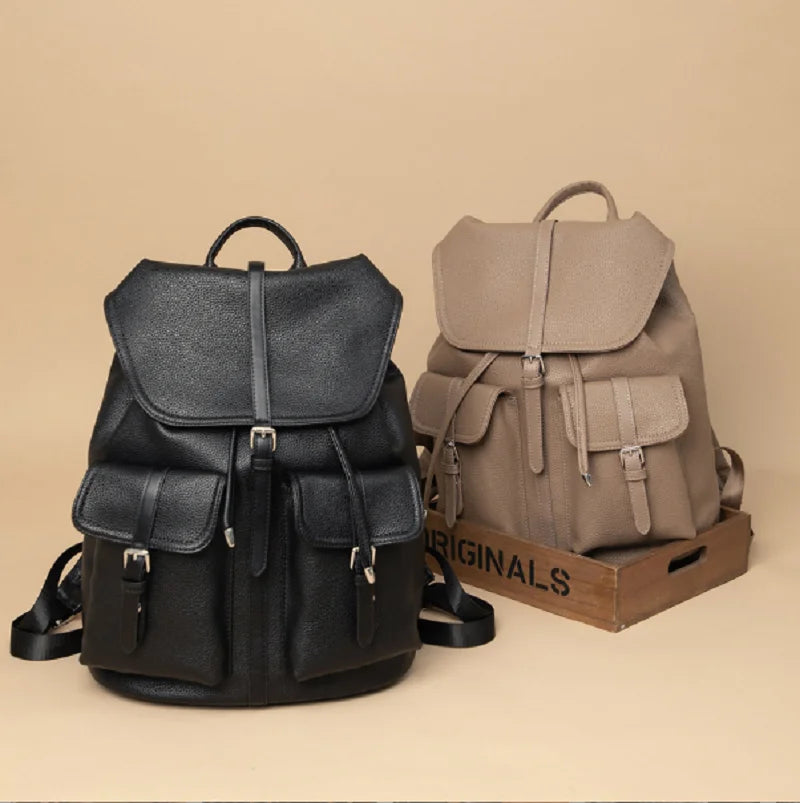 New Korean Fashion Large Capacity Travel Backpacks Women's Pu Leather Shoulder Bags Totes Preppy Style School Bag Backpack