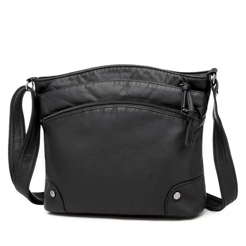 Women's Crossbody Bag Soft Leather New Women's Retro Large Capacity Multi Compartment Single Shoulder Bag Multi Pocket