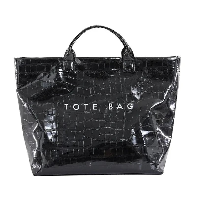 Crocodile Texture Tote Bag Pvc Kraft Paper Large Capacity Luxury Hobo Handbag Women Casual Shopping Letters Top Handle Hand Bags