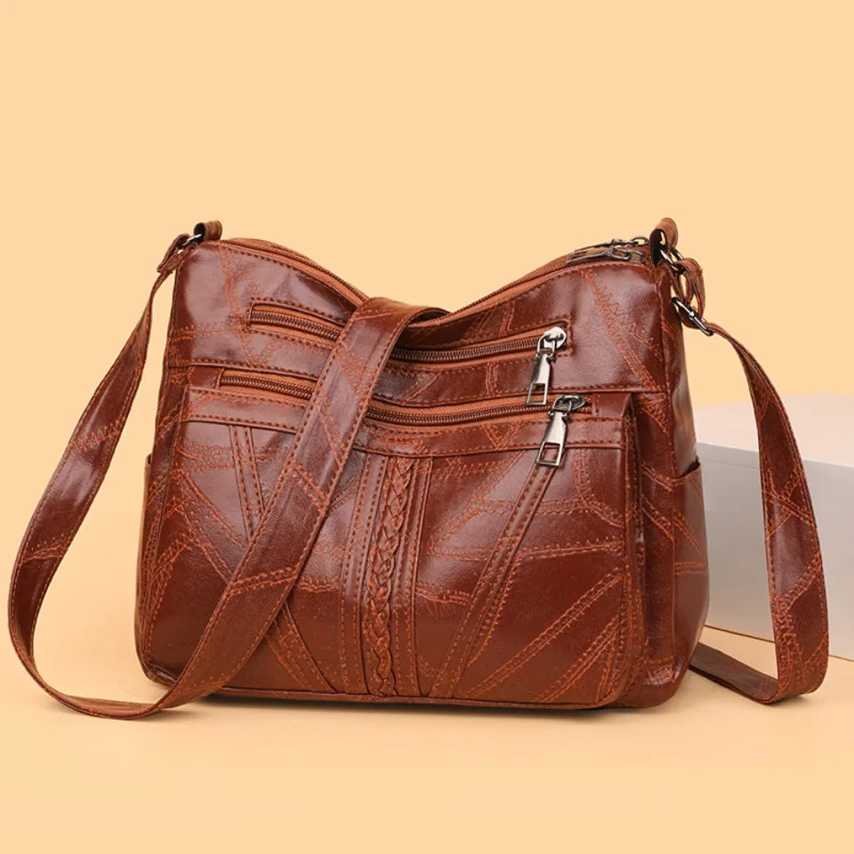 Multiple Pockets Soft Leather Hand Bags for Mom Women Luxury Handbags Women Bags Designer Shoulder Crossbody Bags Sac A Main