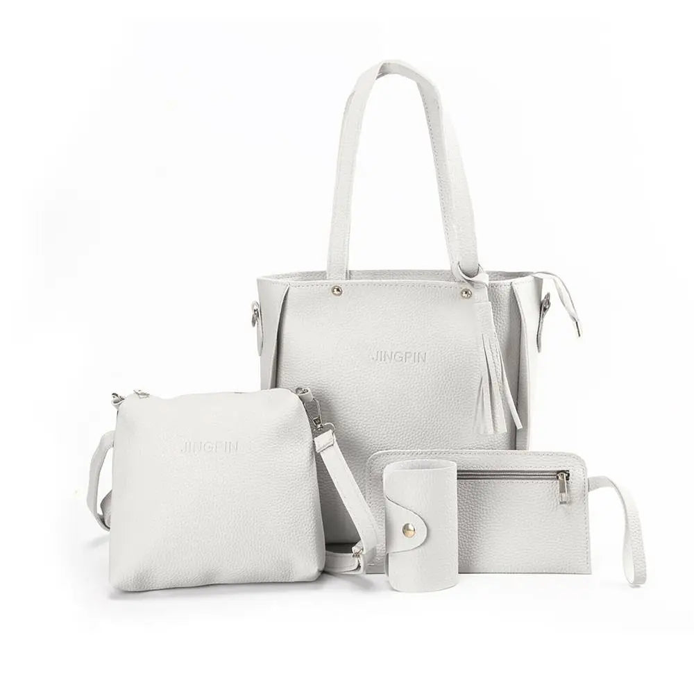 4Pcs/Set New High Capacity Crossbody Bag Leather Handbag Shoulder Bag Wallet Purses Portable Women Girls Fashion Casual Bag