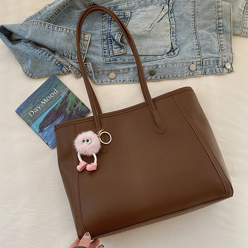 Korean Sle Faionable Commuter Women's Handbag 2025 New Trendy Versatile oulder Bag High Quali Soft PU Leather Tote Bag