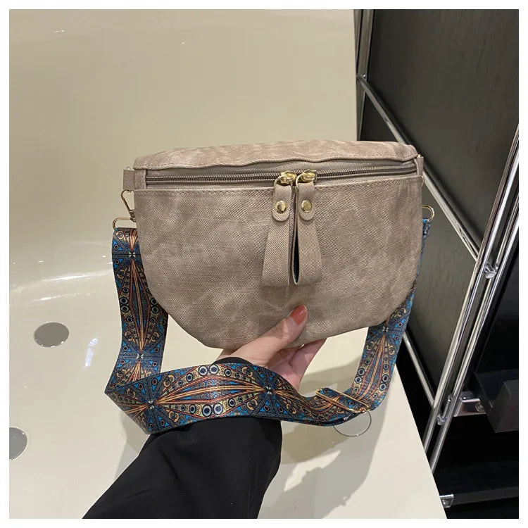 2025 Retro Wide Shoulder Women's Chest Bag Fashion Casual Armpit Crossbody Bag Simple Design Shoulder Bags for Women