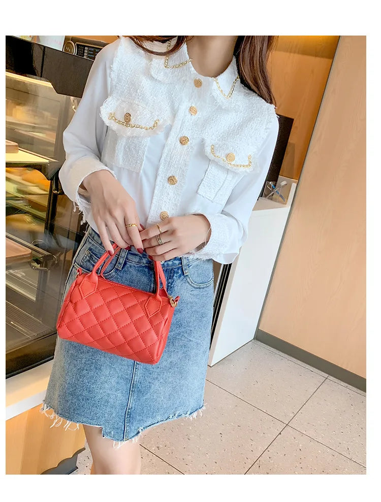 Crossbody Bags for Women Fashion Quilted Shoulder Purse with Convertible Chain Strap Classic Satchel Handbag