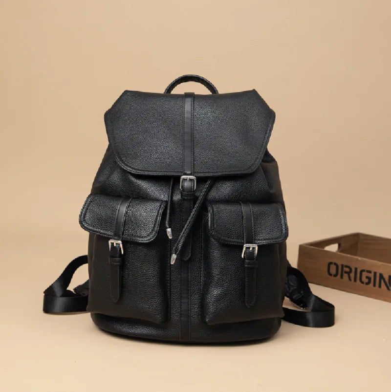 New Korean Fashion Large Capacity Travel Backpacks Women's Pu Leather Shoulder Bags Totes Preppy Style School Bag Backpack
