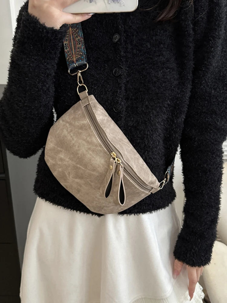 2025 Retro Wide Shoulder Women's Chest Bag Fashion Casual Armpit Crossbody Bag Simple Design Shoulder Bags for Women