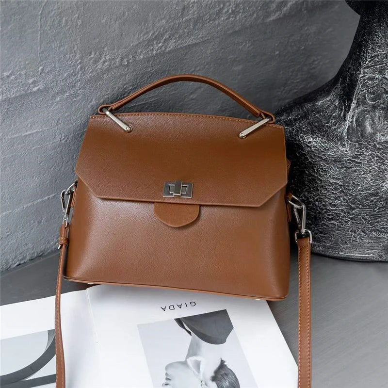 Hifashion Cowhide Genuine Leather Tote Handbags For Women 2025 Trend Designer Satchel Purses Work Ladies Shoulder Crossbody Bags