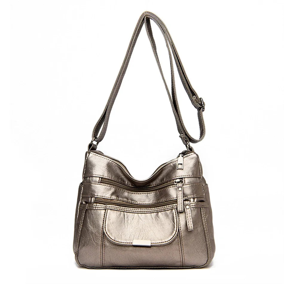 PU Leather Bolsa Luxury Ladies Shoulder Crossbody Bag Female Fold Over Small Bag Female Vintage Multi-Pocket Women Messenger Bag