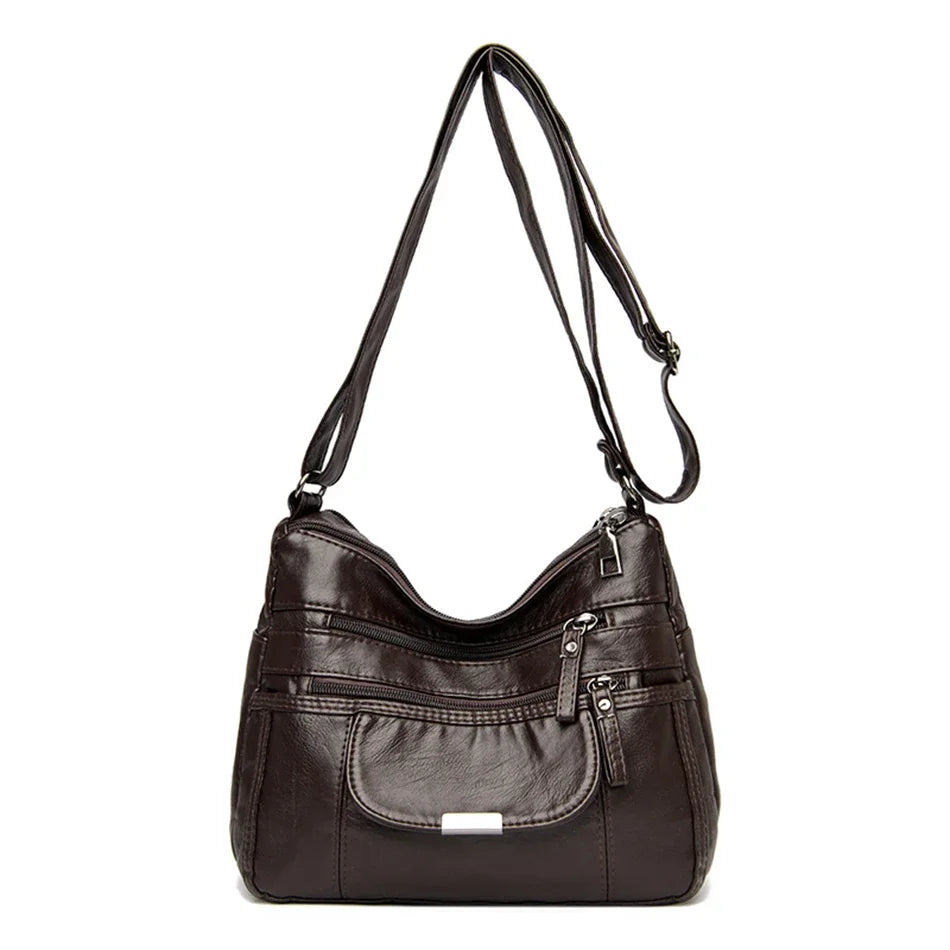 PU Leather Bolsa Luxury Ladies Shoulder Crossbody Bag Female Fold Over Small Bag Female Vintage Multi-Pocket Women Messenger Bag