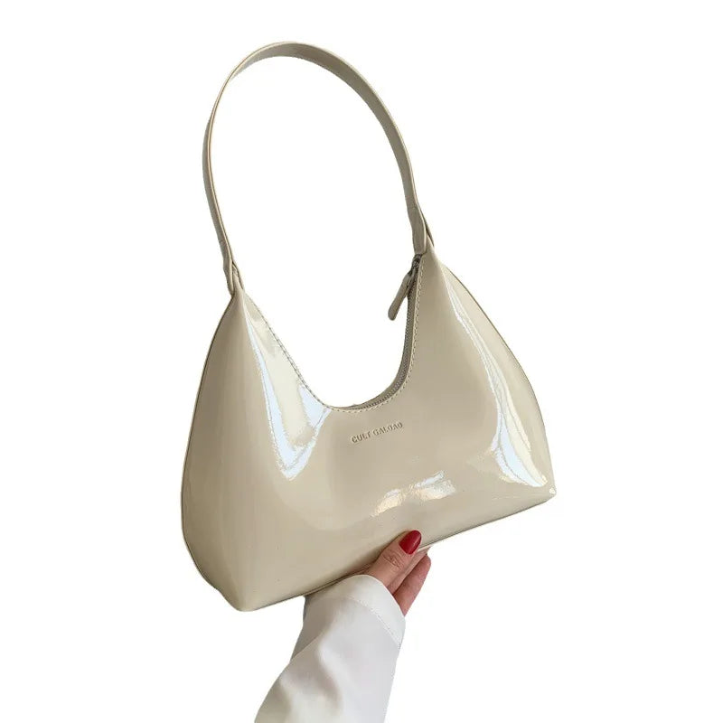 Women Burgundy Shoulder Bag Luxury Design Wine Red Half Moon Handbag Fashion Pu Leather Handbag Small Crescent Underarm Bags New