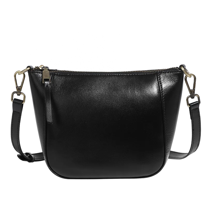 Zency Genuine Leather Small Beige Handbag Crossbody For Ladies Retro Black Phone Purse Women's Shoulder Messenger Bags Sac