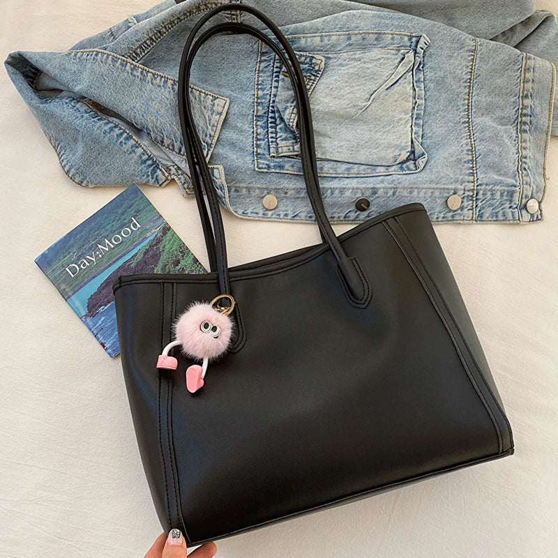 Korean Sle Faionable Commuter Women's Handbag 2025 New Trendy Versatile oulder Bag High Quali Soft PU Leather Tote Bag