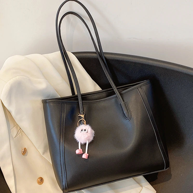 Korean Sle Faionable Commuter Women's Handbag 2025 New Trendy Versatile oulder Bag High Quali Soft PU Leather Tote Bag