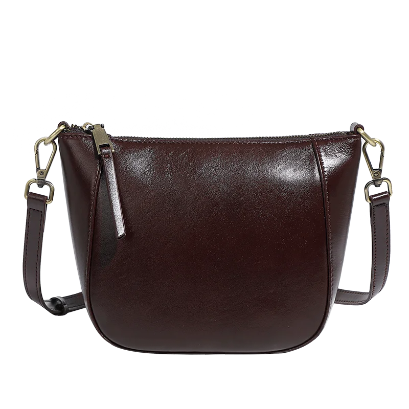 Zency Genuine Leather Small Beige Handbag Crossbody For Ladies Retro Black Phone Purse Women's Shoulder Messenger Bags Sac