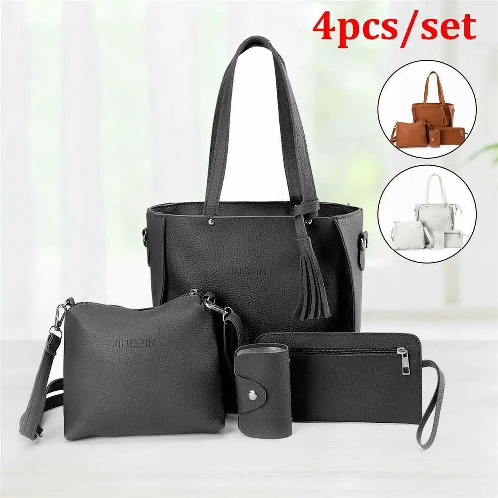 4Pcs/set Crossbody Bags Women Bag Set Pattern Leather Shoulder Bags Purse Ladies PU Crossbody Bag