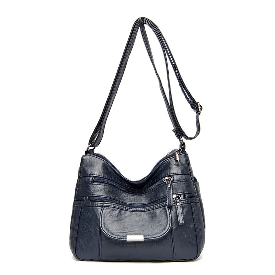 PU Leather Bolsa Luxury Ladies Shoulder Crossbody Bag Female Fold Over Small Bag Female Vintage Multi-Pocket Women Messenger Bag